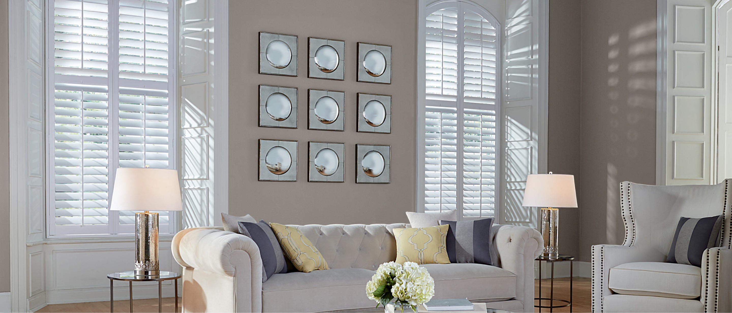 living room with shutters