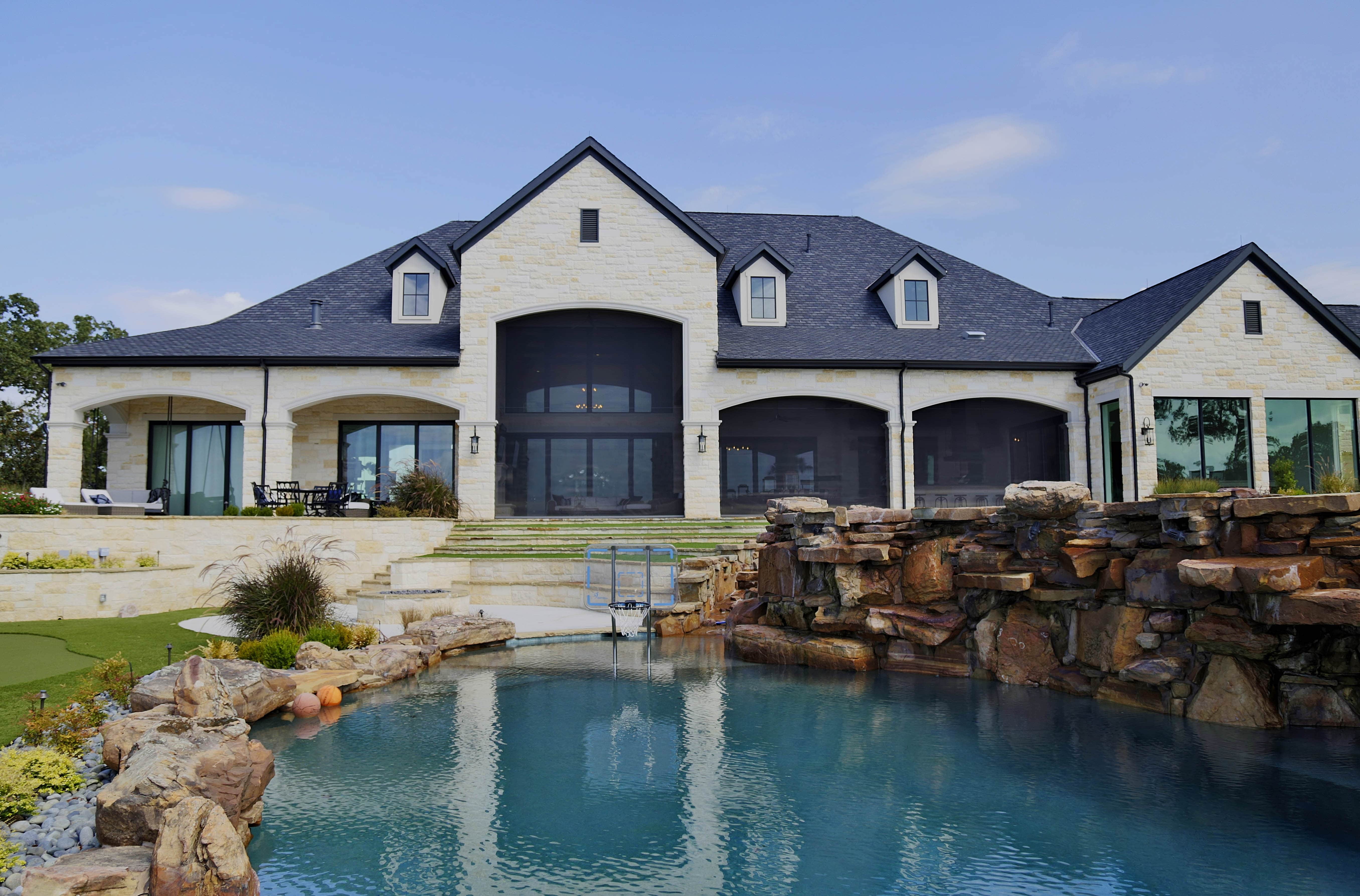 backyard with outdoor shades